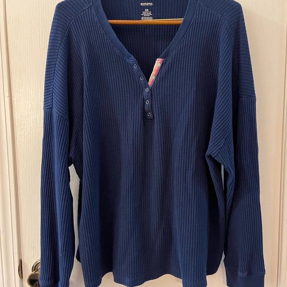 Sonoma Navy Textured Women's Plus Top